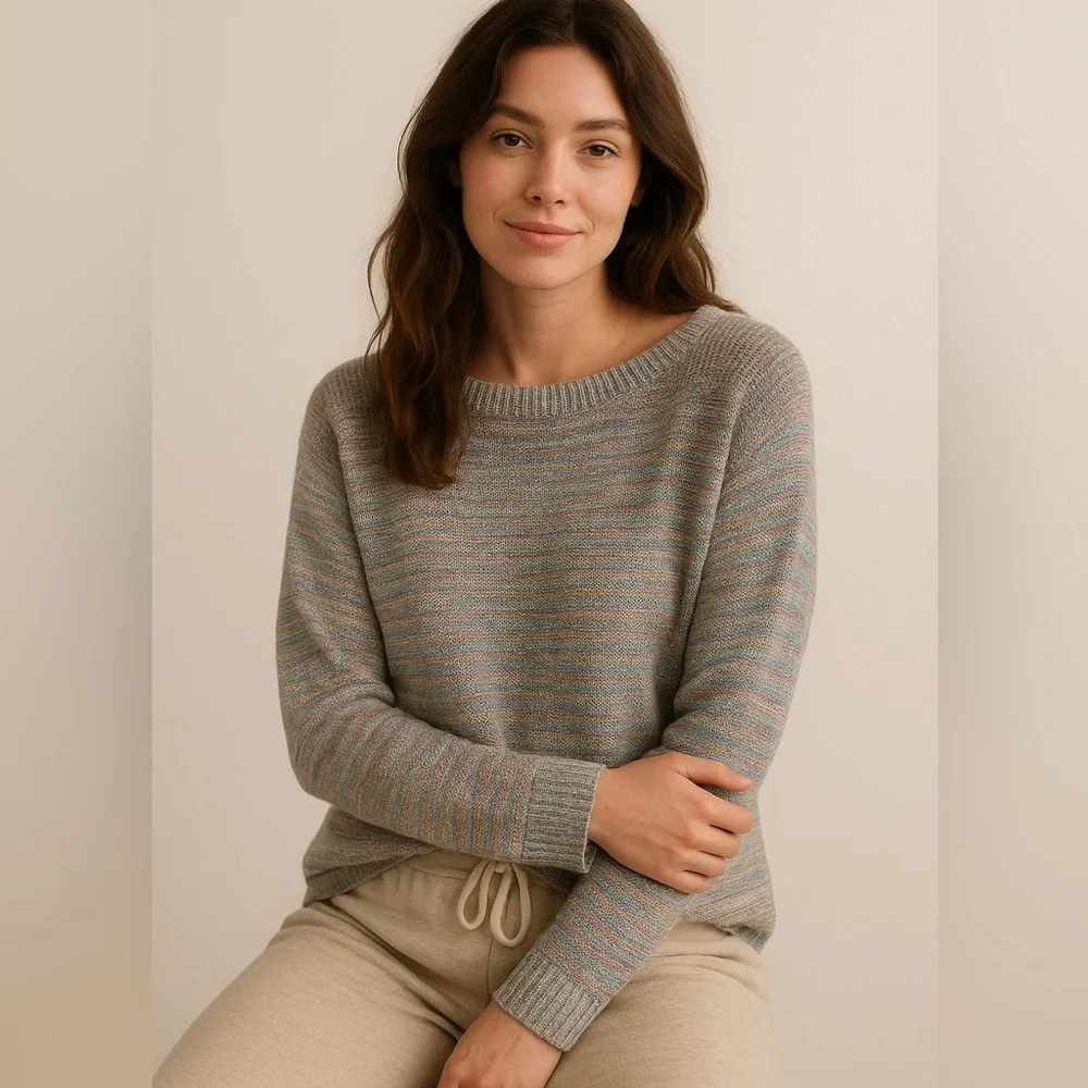 Two-one-two New York M Rainbow Boxy Knit Sweater